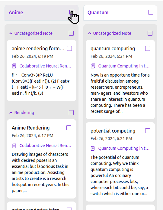 Tou can select notes, sub Category and Category.